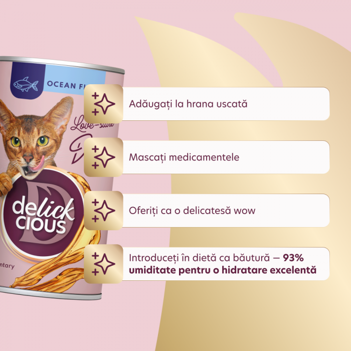 DELICKCIOUS, Conserva cu bautura cu peste oceanic pentru pisici, 140g [3]