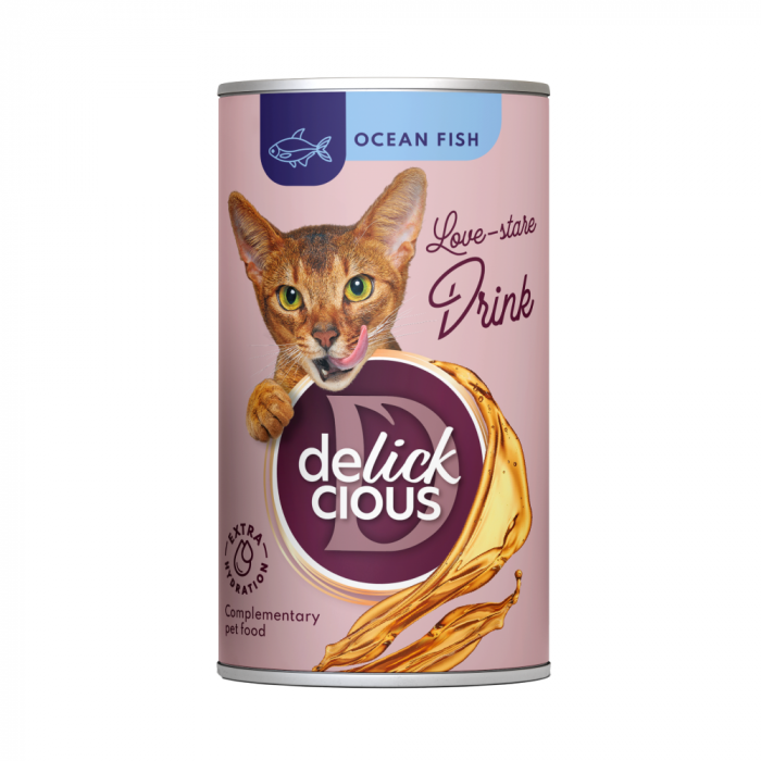 DELICKCIOUS, Conserva cu bautura cu peste oceanic pentru pisici, 140g [2]
