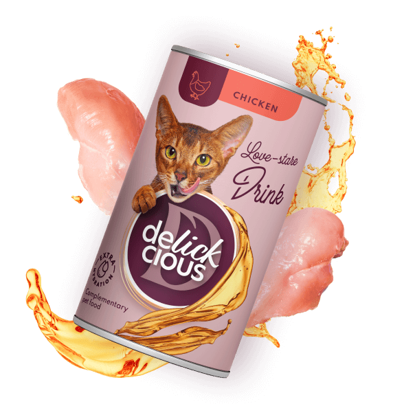 DELICKCIOUS, Conserva cu bautura cu pui pentru pisici, 140g [1]
