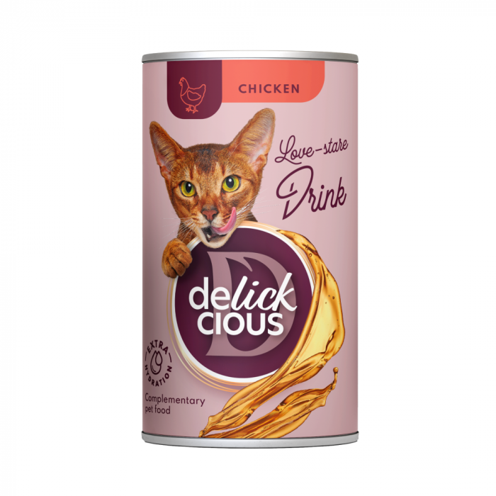 DELICKCIOUS, Conserva cu bautura cu pui pentru pisici, 140g [2]