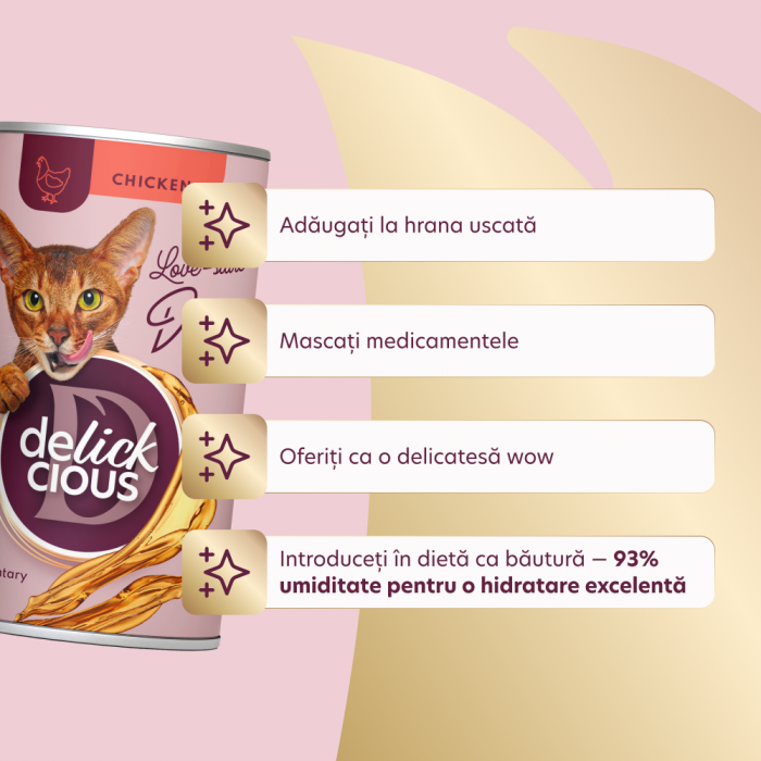 DELICKCIOUS, Conserva cu bautura cu pui pentru pisici, 140g [5]