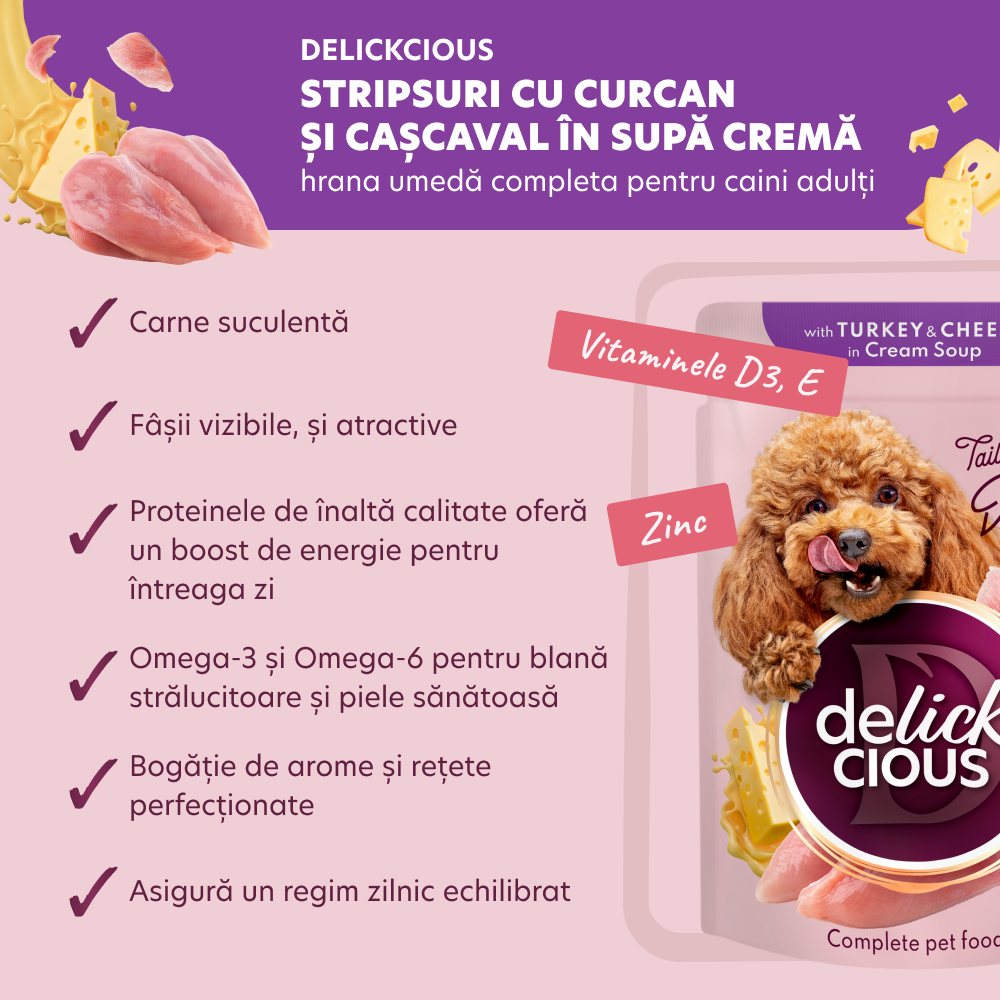 Delickcious. Curcan și brânză în supă cremoasă, 85 g. [3]