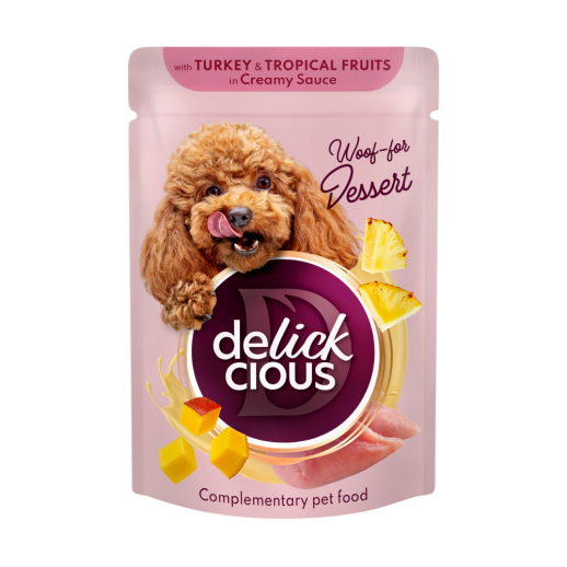 Delickcious. Curcan și fructe tropicale în sos cremos, 85 g. [5]