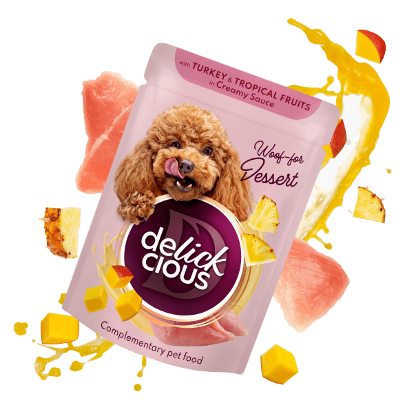 Delickcious. Curcan și fructe tropicale în sos cremos, 85 g. [1]