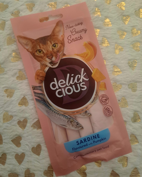 DELICKCIOUS, Recompense cremoase cu sardine si dovleac pentru pisici, 60g [3]