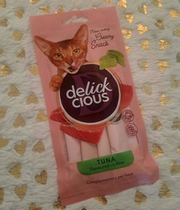 DELICKCIOUS, Recompense cremoase cu ton si aloe pentru pisici, 60g [3]