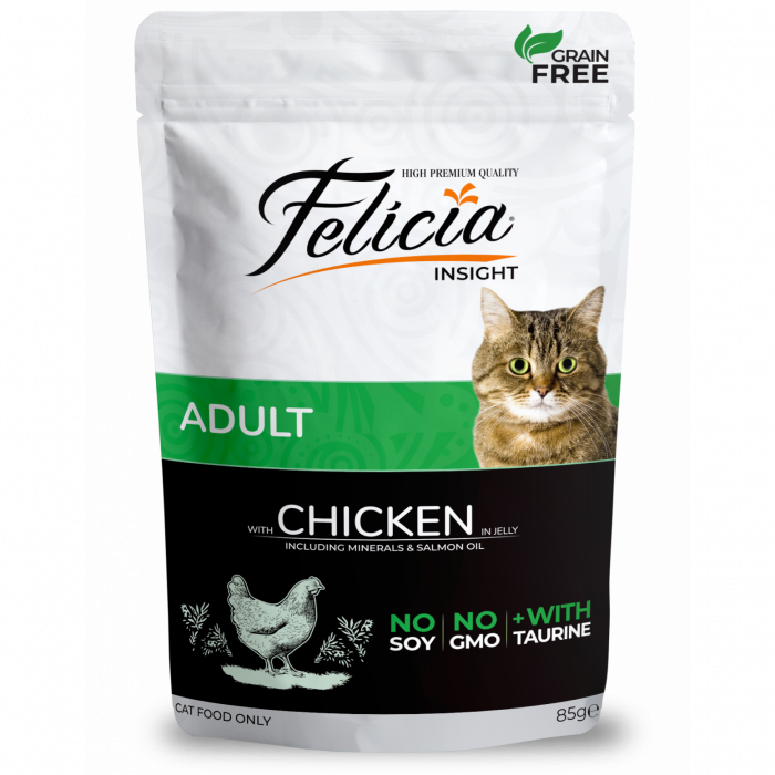 FELICIA, Pui, plic hrană umedă fără cereale pisici, (în aspic), 85g [1]