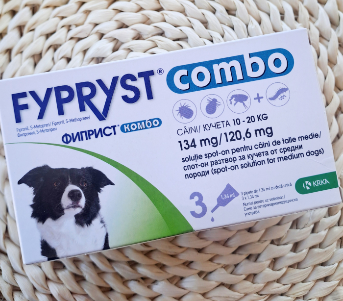 Fypryst Combo Dog M 134 mg pipete antiparazitare caini talie medie (10 - 20 kg), 1 buc [3]