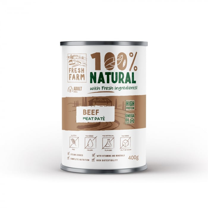 Hrana umeda caini, Fresh Farm Smooth pate with beef 400 gr [1]
