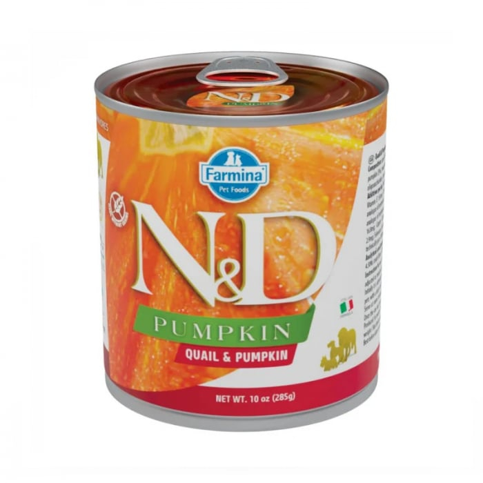 N&D Pumpkin, XS-XL, Prepeliță, conservă hrană umedă fără cereale câini, (în sos), 285g [3]