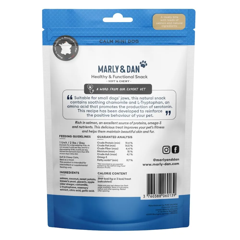 MARLY&DAN Calme Mini Dog, XS-S, Somon, punguță recompense funcționale fără cereale câini, sistem nervos & calmante, 50g [2]