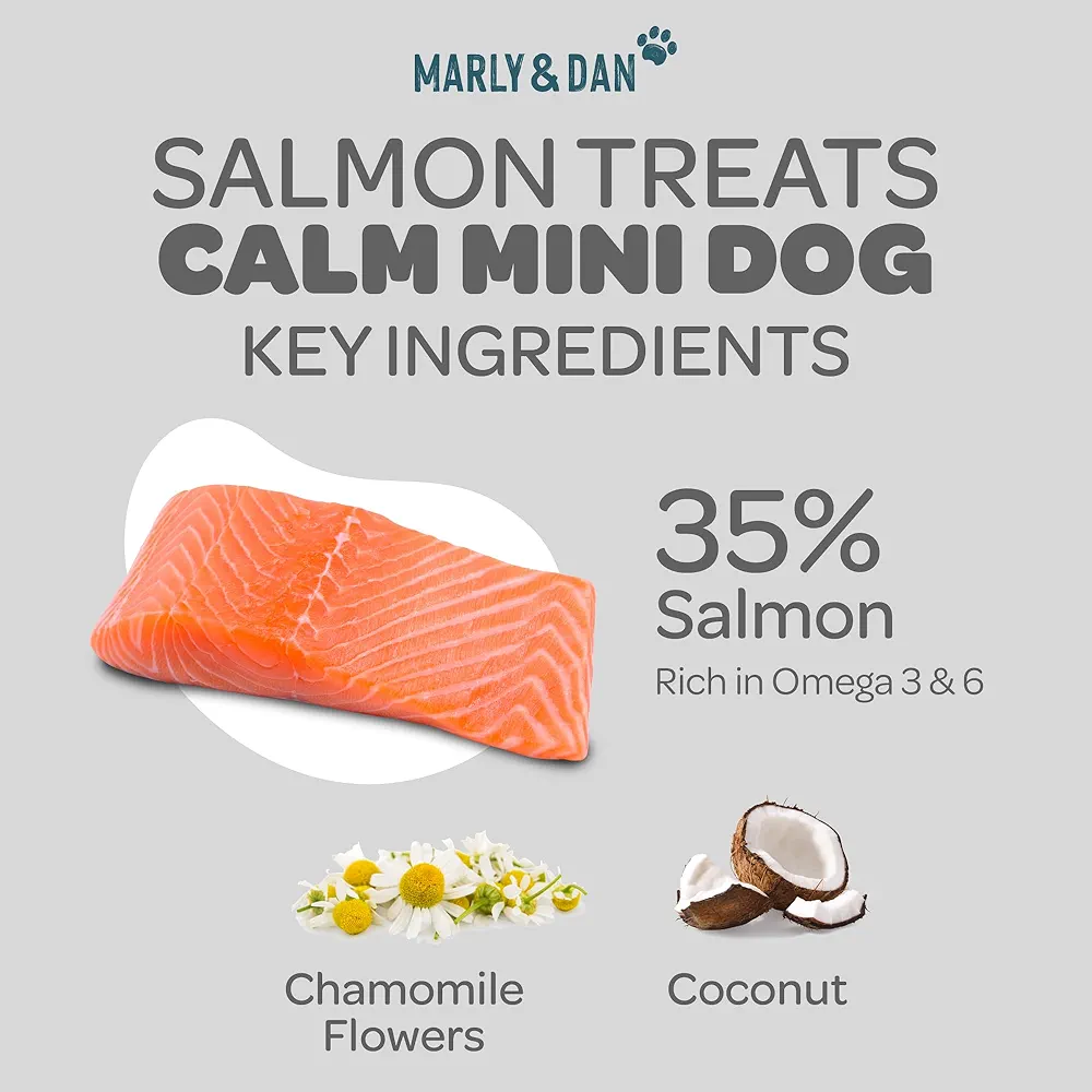 MARLY&DAN Calme Mini Dog, XS-S, Somon, punguță recompense funcționale fără cereale câini, sistem nervos & calmante, 50g [4]