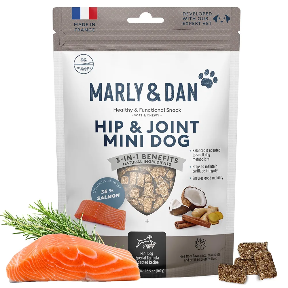 MARLY&DAN Hip&Joint Mini Dog, XS-S, Somon, punguță recompense funcționale fără cereale câini, sistem articular, 50g [1]