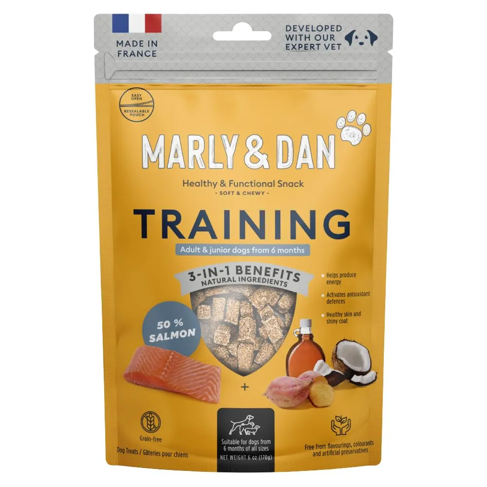 MARLY&DAN Training, XS-XL, Somon, punguță recompense funcționale fără cereale câini, 100g [10]