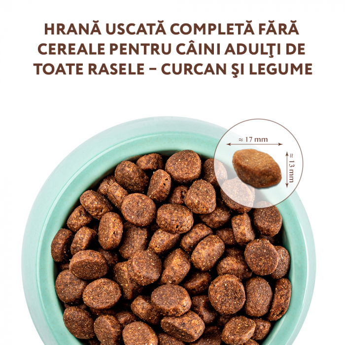 OPTIMEAL Grain Free, Hrana uscata fara cereale caini adulti, Toate rasele, Curcan si legume, 10kg [3]