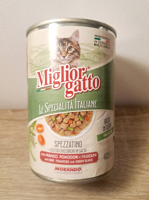 Spezzatino (tocană) – Bucăți mici în sos cu carne de vită, roșii și fasole verde, 405 g [2]