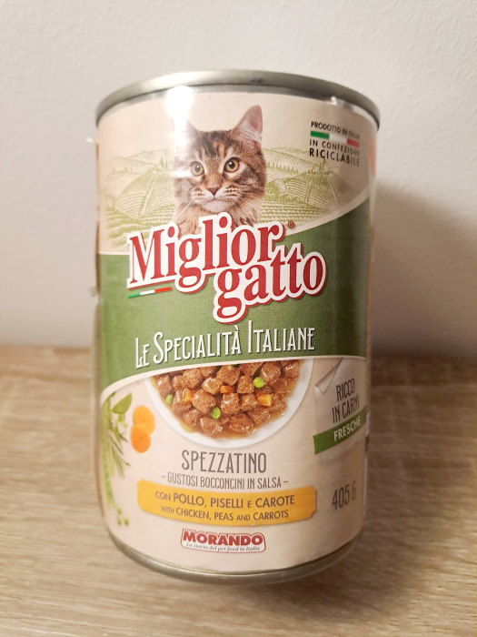 Spezzatino (tocană) – Bucăți mici în sos cu pui, mazăre și morcovi, 405 g [2]