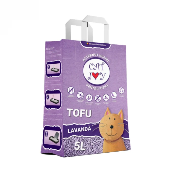 PISICI - CAT JOY, Lavanda, așternut igienic pisici, peleți, tofu, aglomerant, ecologic, biodegradabil, 5l
