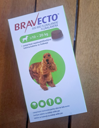 Bravecto Dog 500 mg, 10-20 kg, 1 tableta [1]