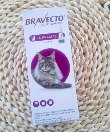Bravecto Cat spot on 500 mg (6,25-12,5 kg) - o pipetă [2]