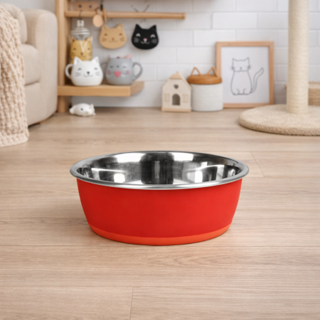 ACCESORII - CASTRON PENTRU CAINI SI PISICI TOBIAS INSCRIPTIONABIL CU CRETA FLAMINGO RED S 13CMx300ML