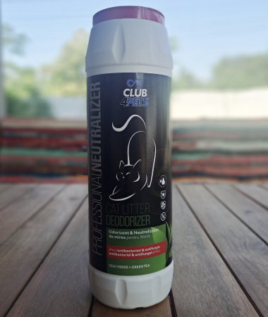 ASTERNUT SI LITIERE - CLUB4PETS ODORIZANT & NEUTRALIZATOR DE MIROS PENTRU LITIERĂ, CU AROMĂ DE CEAI VERDE, 500g