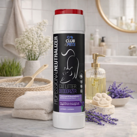 ASTERNUT SI LITIERE - CLUB4PETS ODORIZANT & NEUTRALIZATOR DE MIROS PENTRU LITIERĂ, CU AROMĂ DE LAVANDĂ, 500g