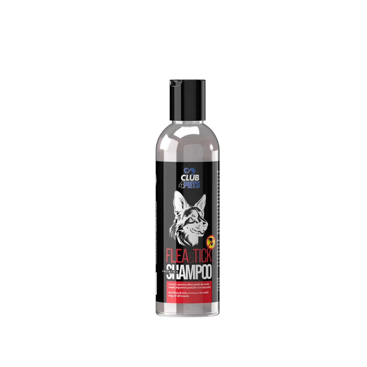 SAMPOANE - CLUB4PETS Sampon premium FLEA&TICK pentru caini adulti de toate rasele, Impotriva puricilor si a capuselor, 250 ML