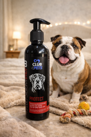 IGIENA SI COSMETICA - CLUB4PETS Sampon profesional PROTECT pentru caini adulti de toate rasele, cu CLORHEXIDINA - efect antibacterian si bacteriostatic, 250 ML