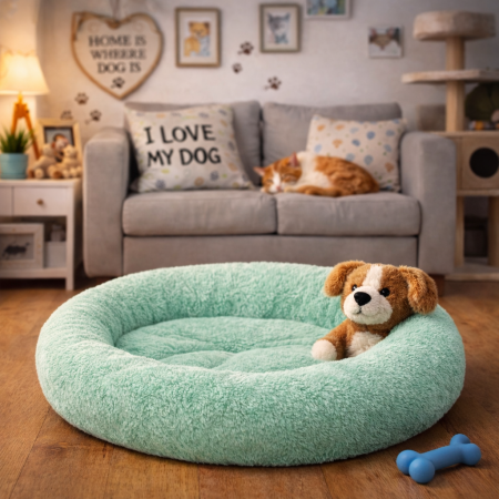 ACCESORII - Culcus 4DOG Deluxe Rotund Plush S 52x9CM Verde