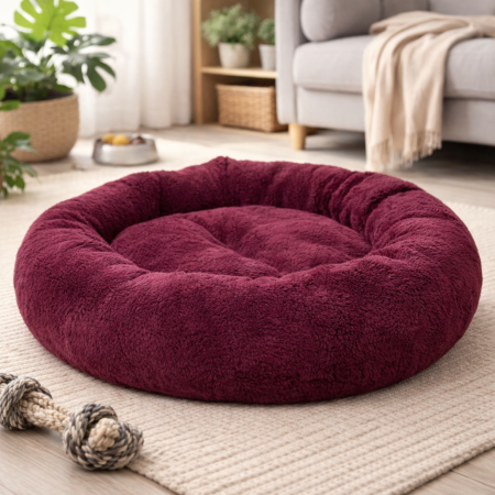 ACCESORII - Culcus 4DOG Deluxe Rotund Plush S 52x9CM Visiniu