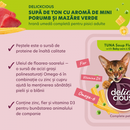 Delickcious. Supa de ton aromatizată cu porumb proaspăt și mazăre verde, 80 g [4]