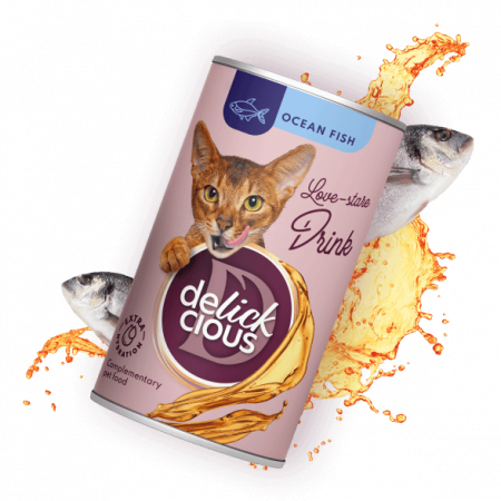Băuturi - DELICKCIOUS, Conserva cu bautura cu peste oceanic pentru pisici, 140g