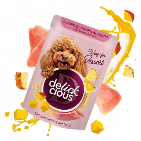 DELICKCIOUS - Delickcious. Curcan și fructe tropicale în sos cremos, 85 g.