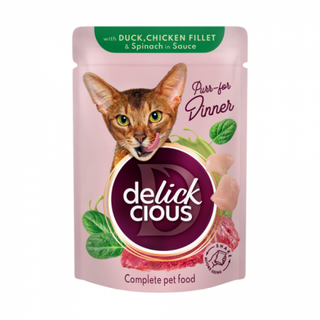 Delickcious. Rață, piept de pui și spanac în sos, 85 g. [3]