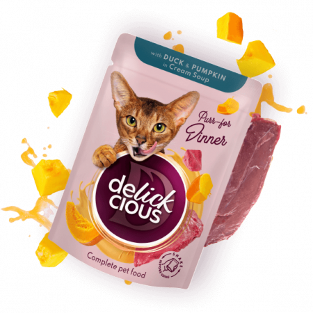 PISICI - Delickcious. Rață și dovleac în supă cremoasă, 85 g.