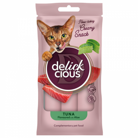 DELICKCIOUS, Recompense cremoase cu ton si aloe pentru pisici, 60g [1]
