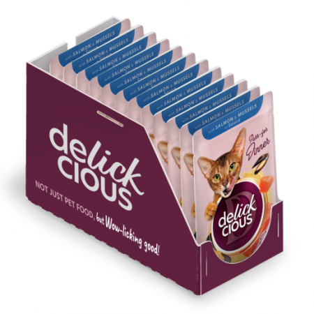 Delickcious. Somon & moluște în sos, 85 g. [4]