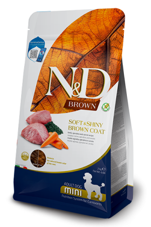 CAINI - Farmina N&D Dog Brown Adult Mini Miel, morcov & spirulină -2kg