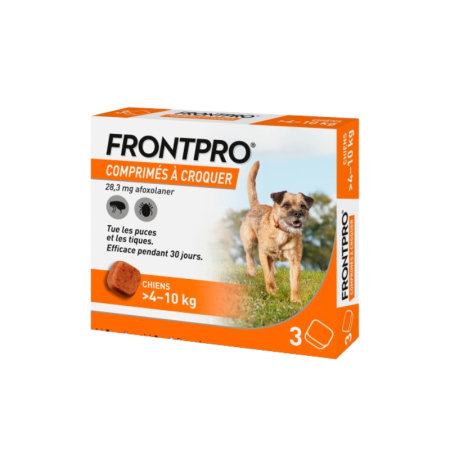 Deparazitari Interne / Externe - FRONTPRO tablete împotriva puricilor și căpușelor pentru câini între 4–10 kg - 1tableta