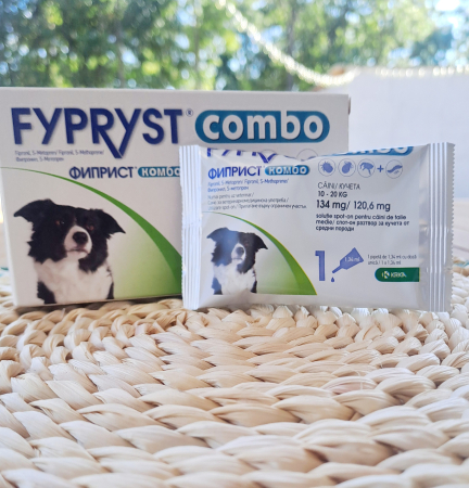 Fypryst Combo Dog M 134 mg pipete antiparazitare caini talie medie (10 - 20 kg), 1 buc [1]