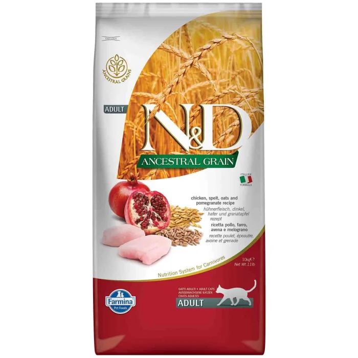 FARMINA - Hrana Uscata Pisici N&D ANCESTRAL GRAIN Adult - Pui, Alac, Ovaz si Rodie 10kg