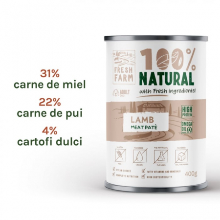 Hrana umeda caini, Fresh Farm Smooth pate with beef 400 gr [2]