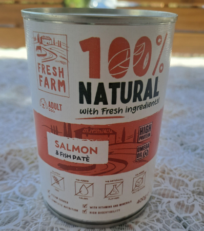 Hrana umeda caini, Fresh Farm Smooth pate with salmon & fish 400 gr [1]