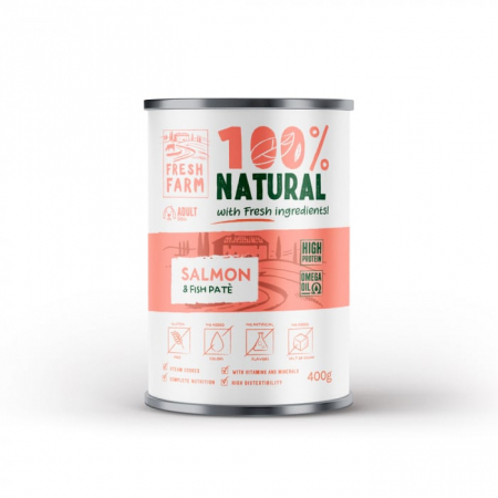 Hrana umeda caini, Fresh Farm Smooth pate with salmon & fish 400 gr [0]