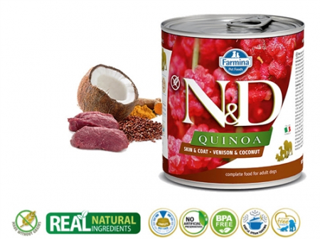 CAINI - Hrana umeda Farmina N&D, Quinoa ,Skin And Coat ,  Vanat si cocos , 285 g , Adult