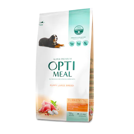 CAINI - Hrana uscata completa Optimeal pentru catei talie mare - curcan, 12 kg
