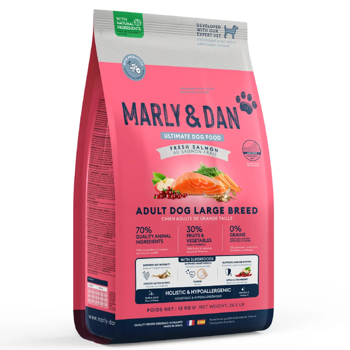MARLY&DAN - Hrană uscată pentru câini adulți (rasă mare), 12 kg