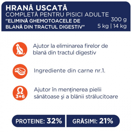 Hrana uscata pentru pisici Hairball Control, Premium, Club 4 PAWS, 14 kg [3]