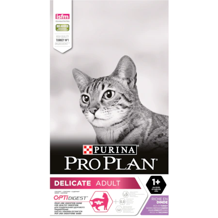 PISICI - Hrana uscata pentru pisici Pro Plan Delicate Adult, Curcan, 10 Kg